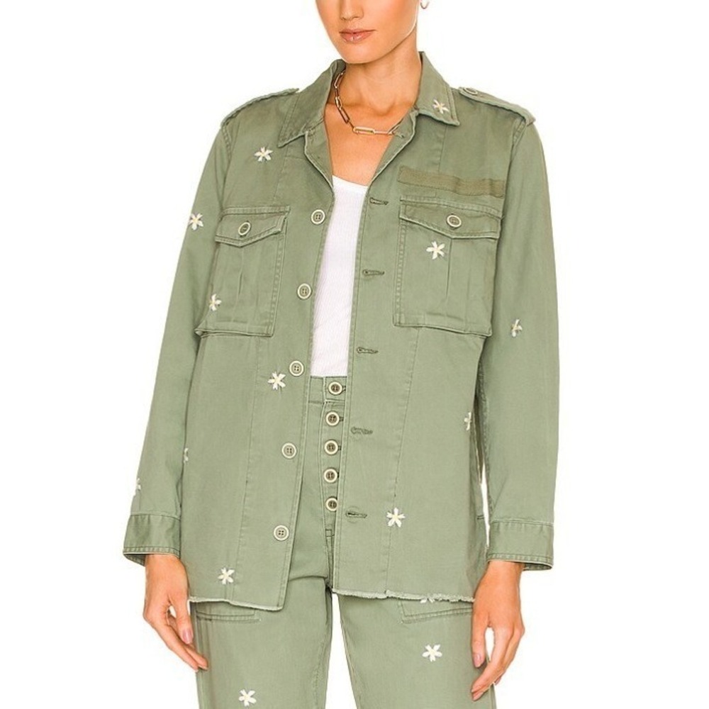 Pistola Women Jacket Smallβ NWT Camilo Military Daisy Embroidered Frayed Hem